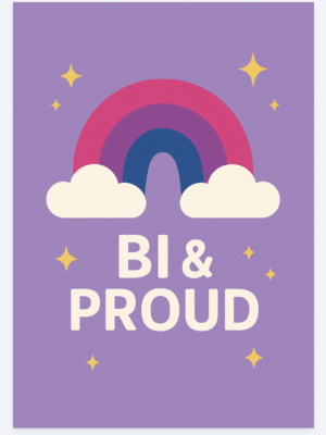 BI & Proud Cute Rainbow Poster (18×24) Fluffy Clouds Star Sparkles Poster