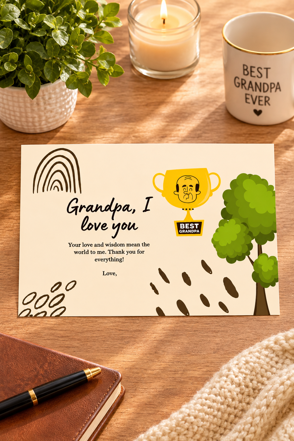 This Best Grandpa printable card is a heartfelt way to recognize grandpa’s love, strength, and guidance. With a neutral color palette and fun award style illustration.