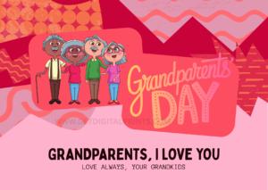 Grandparents Day Printable Card – Family Love Cartoon Illustration