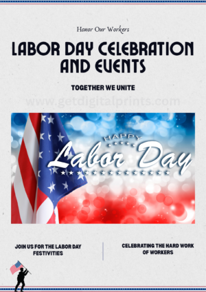 Celebrate America’s Workforce Poster – Red, White & Blue Graphic Print - Labor Day Poster