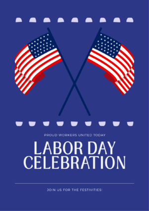 Celebrate Hard Work Poster – Patriotic Red & Navy Labor Day Design