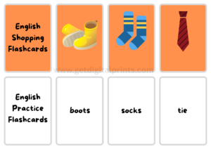 English Shopping Flash Cards – Everyday Vocabulary Printables