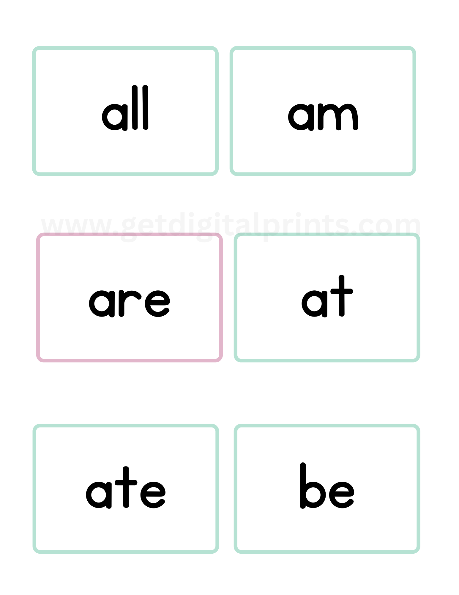 English Sight Words Flash Cards – Early Reading Learning Printables