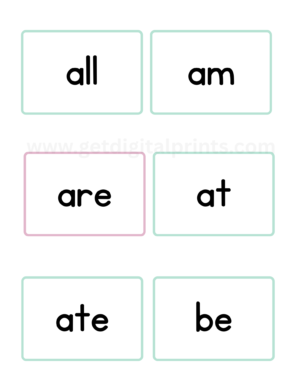 English Sight Words Flash Cards – Early Reading Learning Printables