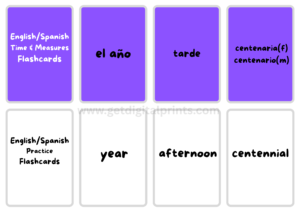 English–Spanish Time & Measures Flash Cards – Bilingual Learning Set