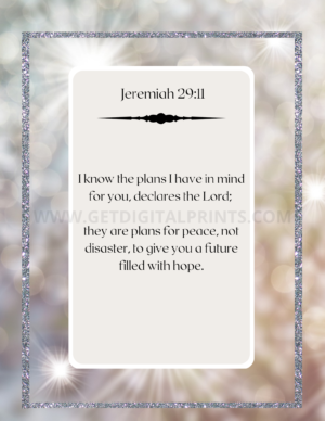 Jeremiah 29:11 Hope & Future Poster – Sparkle Border Christian Wall Art
