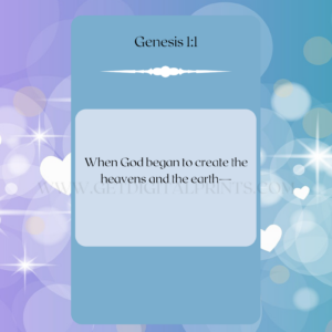 Genesis 1:1 Creation Scripture Poster – Blue Spiritual Quote Wall Art