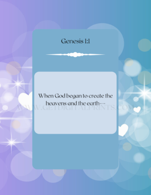 Genesis 1:1 Creation Scripture Poster – Blue Spiritual Quote Wall Art