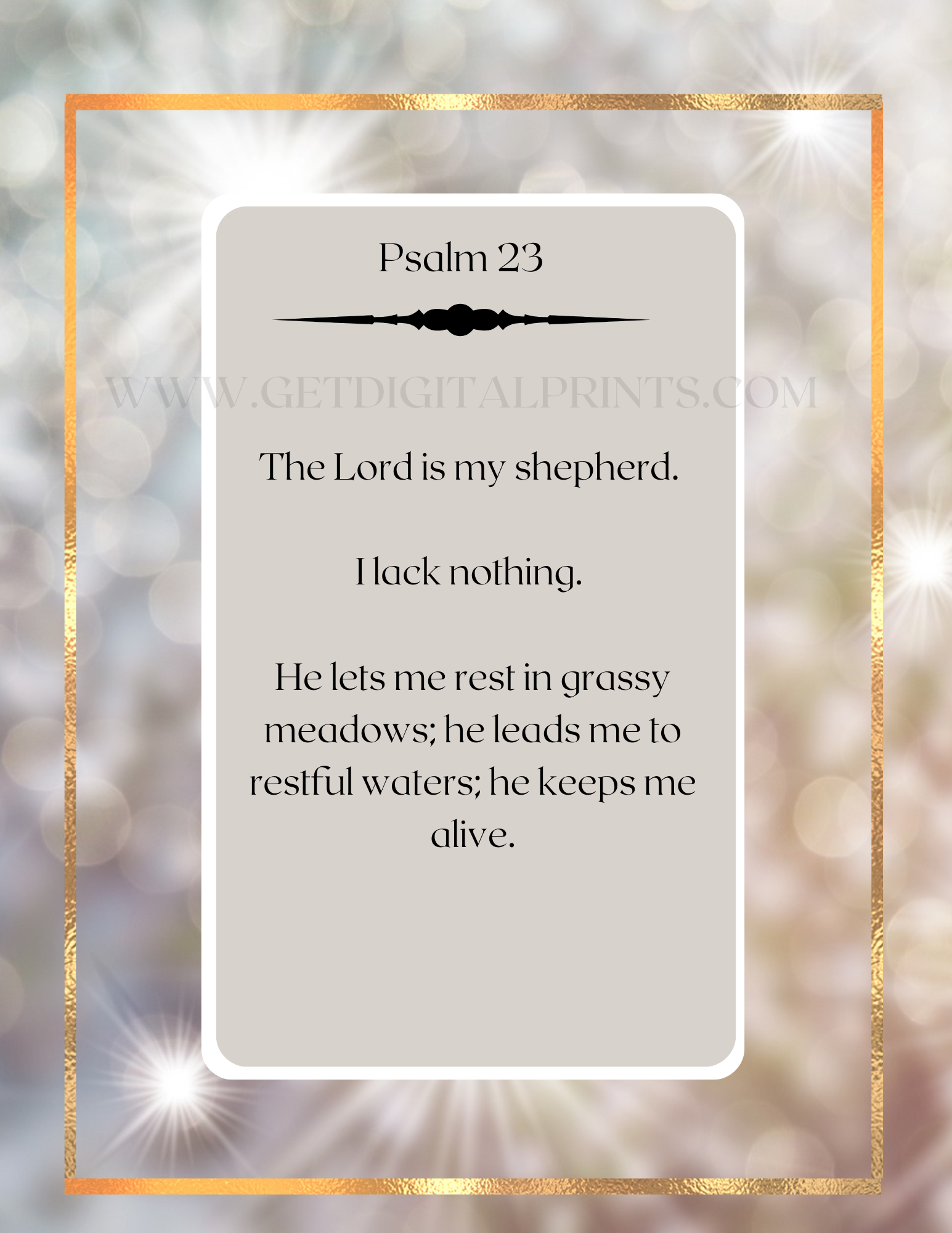 Psalm 23 The Lord Is My Shepherd Poster – Neutral Gold Christian Wall Art