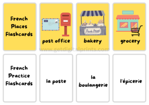 French Places Flash Cards – Beginner French Vocabulary Printables