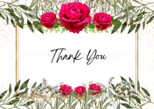 Golden Rose Frame Wedding Thank You Card