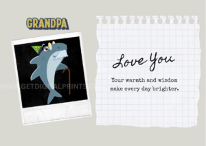 Grandpa Love Printable Card – Fun Cartoon Shark Grandpa Appreciation Art