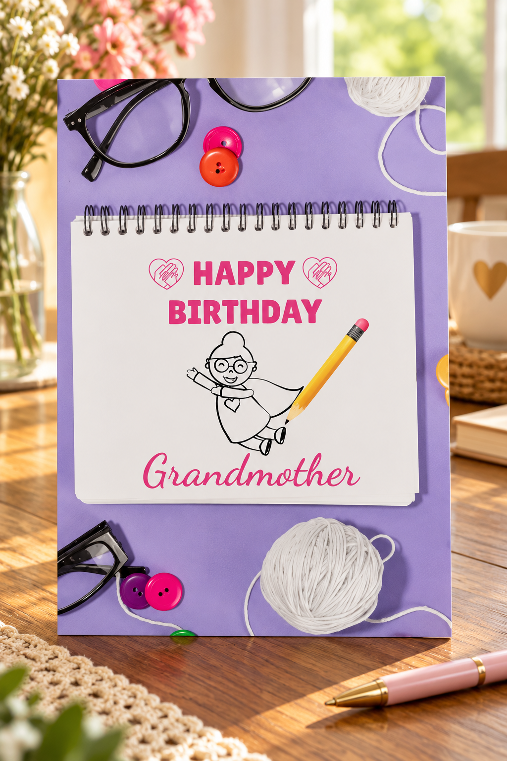 Celebrate grandmother's special day with this charming printable birthday card. Featuring a playful illustration and warm birthday message.