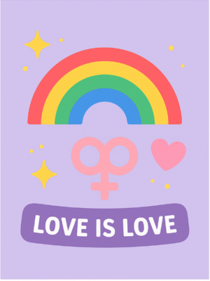 Love Is Love Rainbow Poster (18×24) Soft Pastel Look With Sweet Sparkle Poster