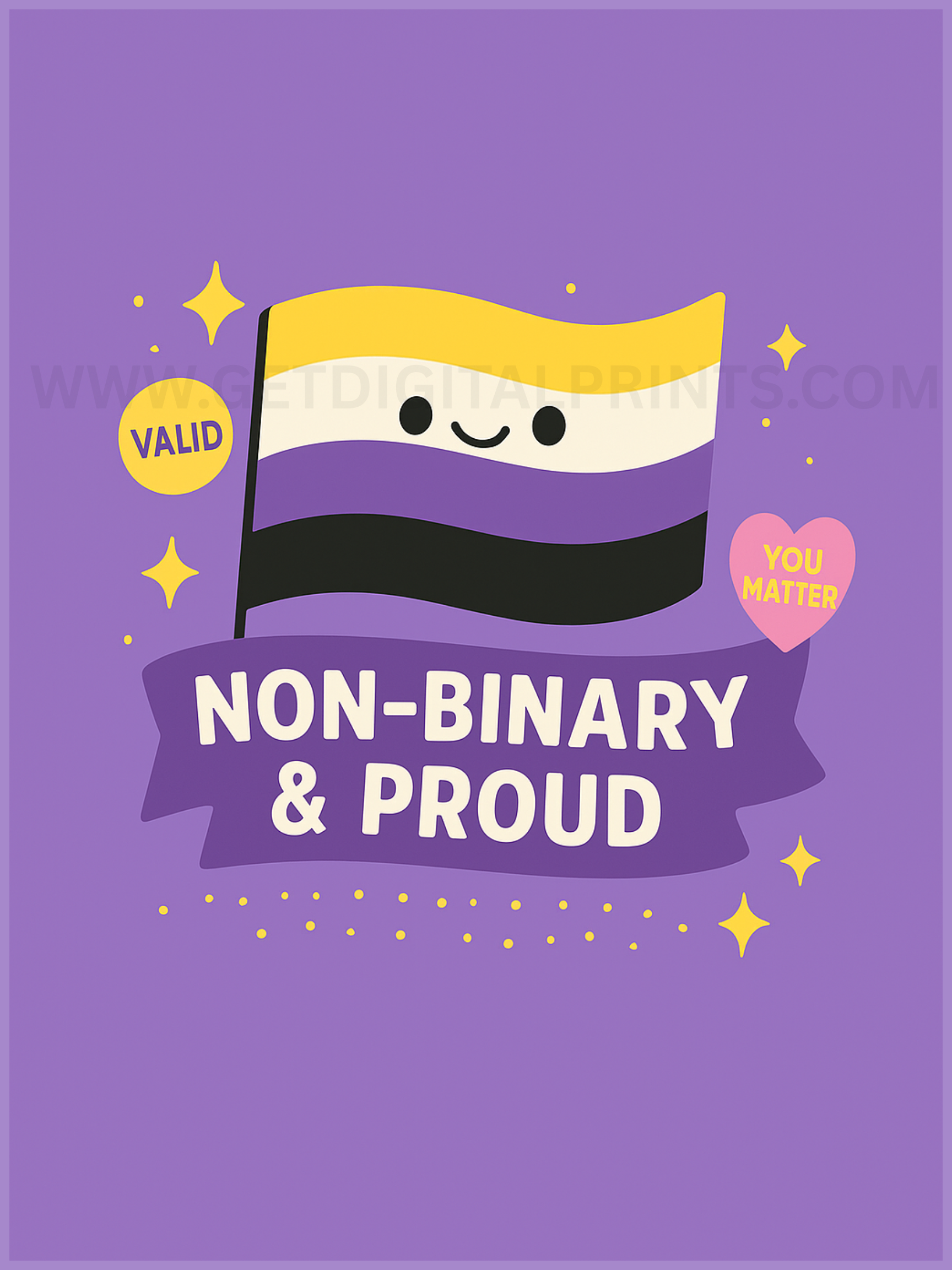 Non-Binary & Proud Poster — 18×24 Standard Size