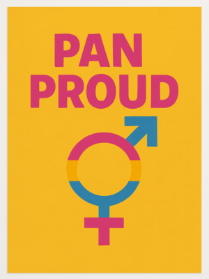 Pan & Proud Poster (18×24) – Bold Pansexual Pride Wall Art with Gender-Inclusive Symbol