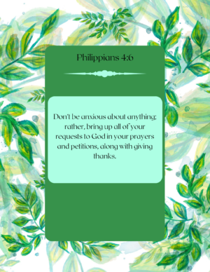 Philippians 4:6 Scripture Print – Watercolor Green Faith Encouragement Poster