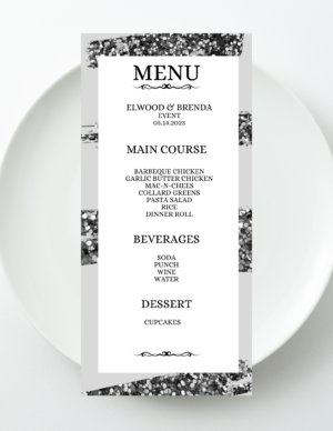 Midnight Confetti Event Menu Template