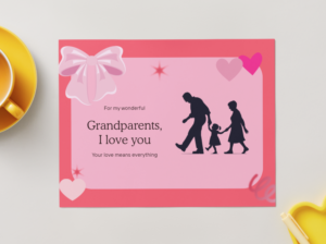 Grandparents I Love You Printable – Pink Family Silhouette Card