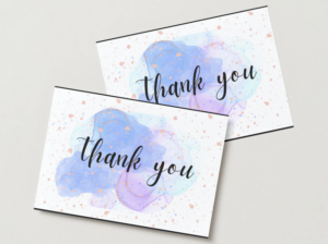 Violet Marble Thank You Card – Watercolor Ink Splash Design