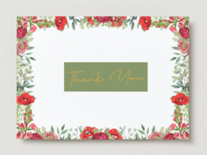 Scarlet Poppy Thank You Card – Rustic Red Wildflower Design
