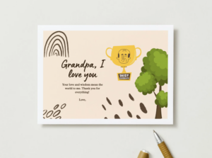 Best Grandpa Printable Card – Neutral Grandpa Trophy Appreciation card