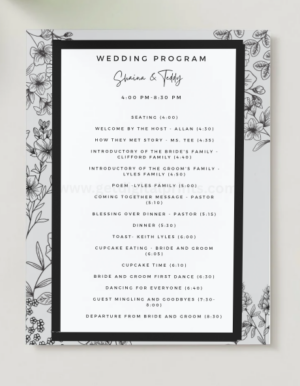 Classic Black Frame Wedding Program – Timeless Monochrome Printable Ceremony & Reception Template