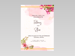 Blush Garden Event Invitation Template – Pink Floral and Gold Printable Invitation for Weddings, Birthdays, and Romantic Celebrations