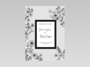 Classic Black Frame Wedding Invitation – Timeless Monochrome Printable Ceremony & Reception Template
