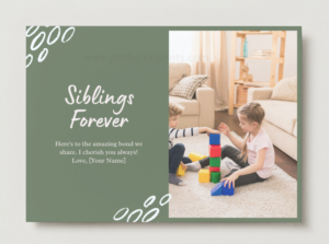 Siblings Forever Printable Card – Cozy Childhood Family Bond Design