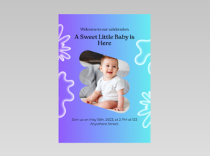 Blue Horizon Baby Shower Card – Calm Sky Watercolor Printable – Baby Boy Congratulations Card