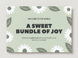 Mint Dream Baby Shower Card – Pastel Green Minimalist Welcome Baby Template – Instant Download