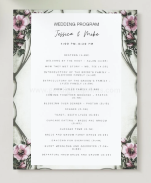 Vintage Floral Wedding Program – Dusty Rose & Plum Elegant Ceremony Program Template