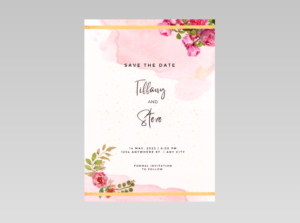 Blush Garden Event Save The Date Template – Pink Floral and Gold Printable Save The Date for Weddings, Birthdays, and Romantic Celebrations