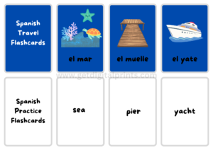 Spanish Travel Flash Cards – Beginner Spanish Vocabulary Printables