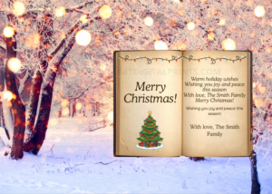Storybook Magic Christmas Card – Vintage Winter Holiday Greeting Template