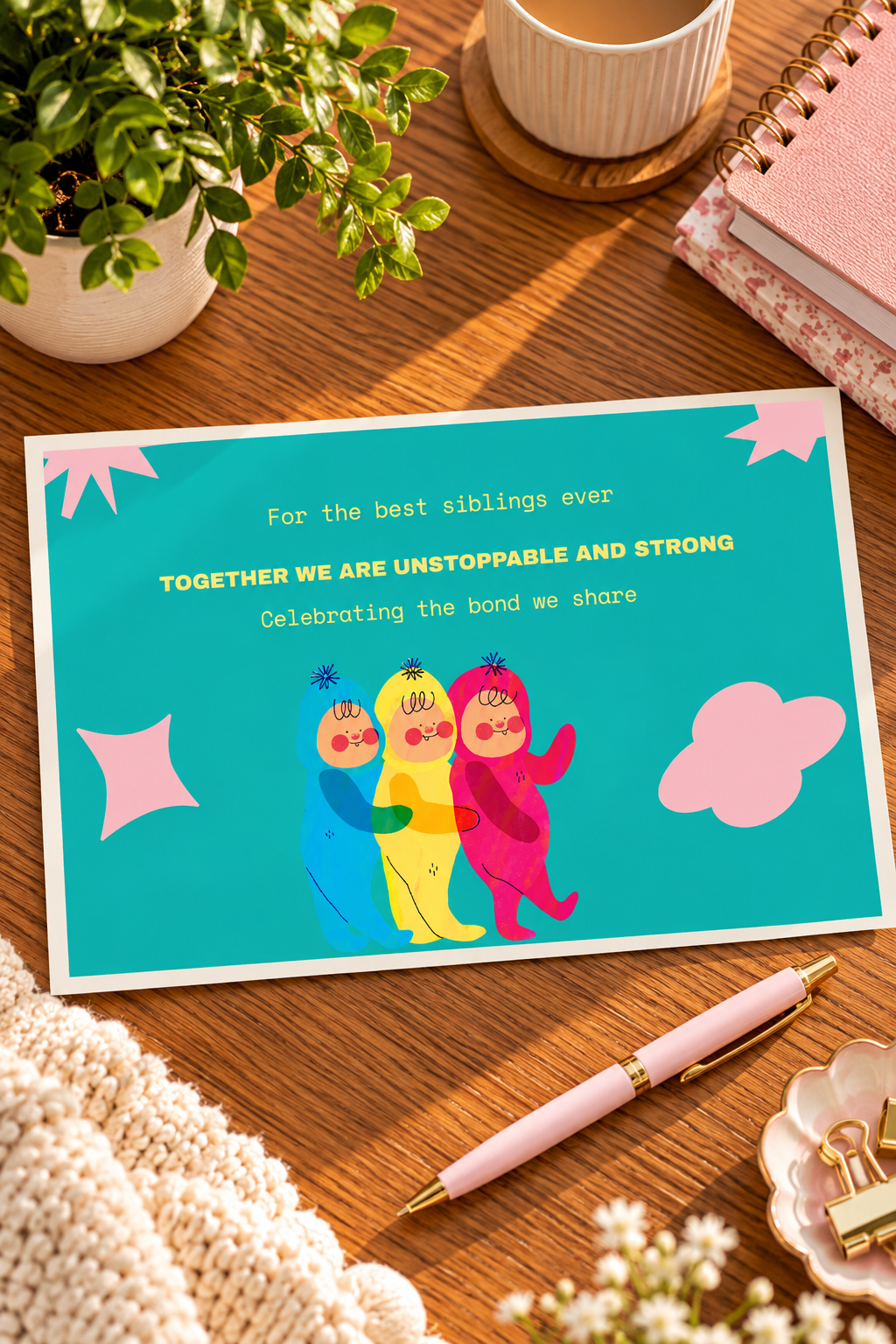 This Together We Are Unstoppable sibling printable card celebrates the power of unity and shared strength.
