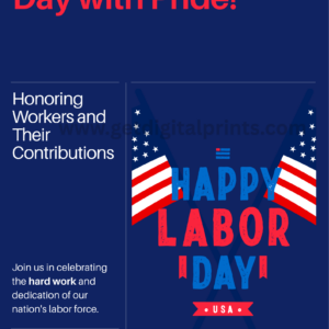 United We Work Labor Day Poster – Patriotic Red & Navy Illustration