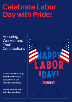 United We Work Labor Day Poster – Patriotic Red & Navy Illustration