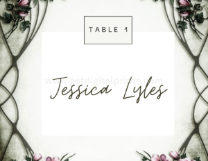 Vintage Floral Wedding – Dusty Rose & Plum Elegant Ceremony Table Placed Card Template