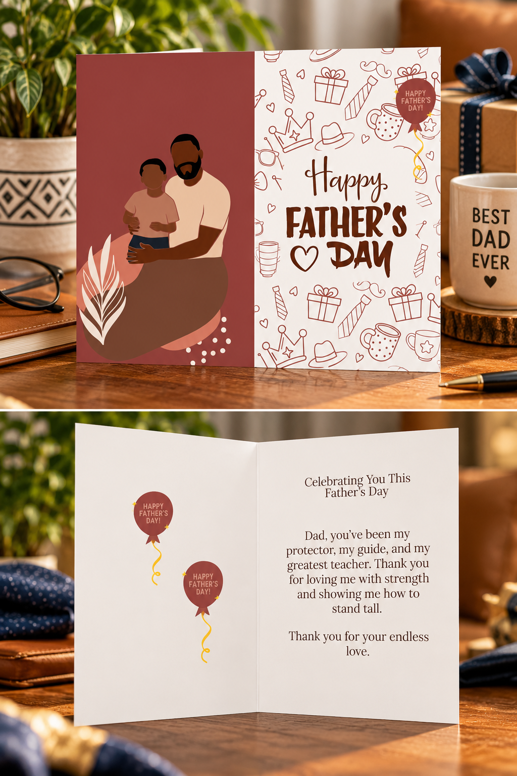 This premium printable Father’s Day card is perfect for celebrating dads, grandfathers, father figures, and mentors. Designed with a clean and modern aesthetic, this digital card is ideal for gifting.