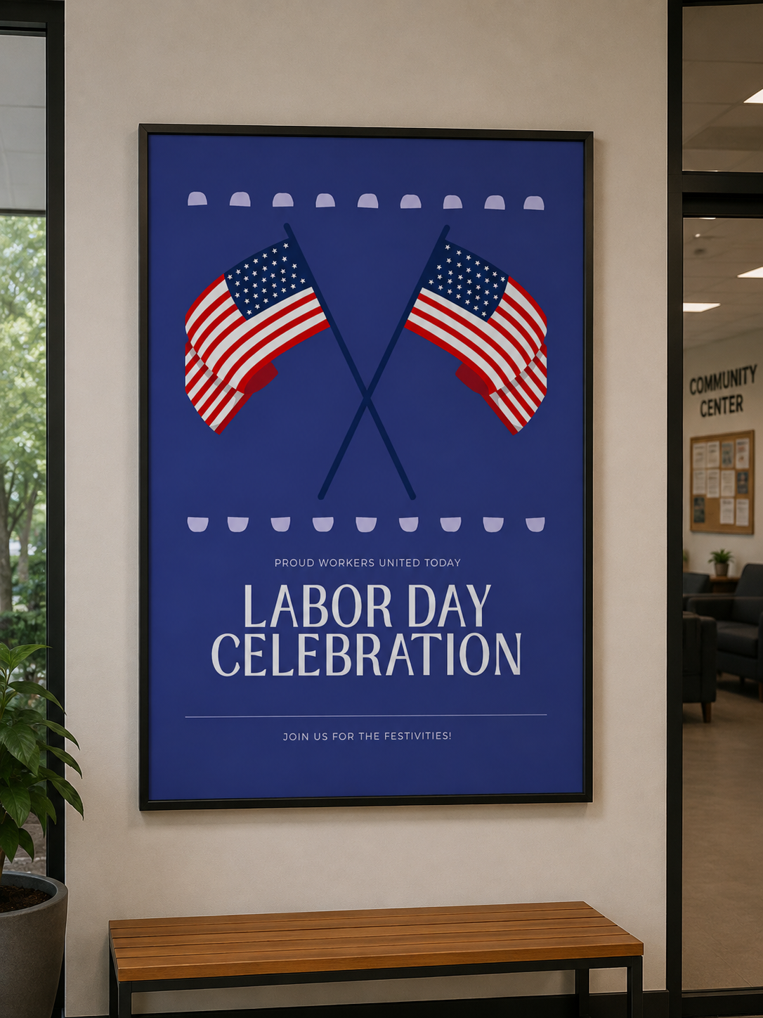 Celebrate the spirit of American workers with this premium Labor Day digital poster with a message, proud workers united today labor day celebration poster.