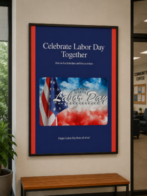 Celebrate the spirit of American workers with this premium Labor Day digital poster with a message that says celebrate labor day together.