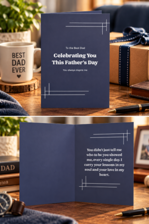 This premium printable Father’s Day card is perfect for celebrating dads, grandfathers, father figures, and mentors. Designed with a clean and modern aesthetic, this digital card is ideal for gifting.