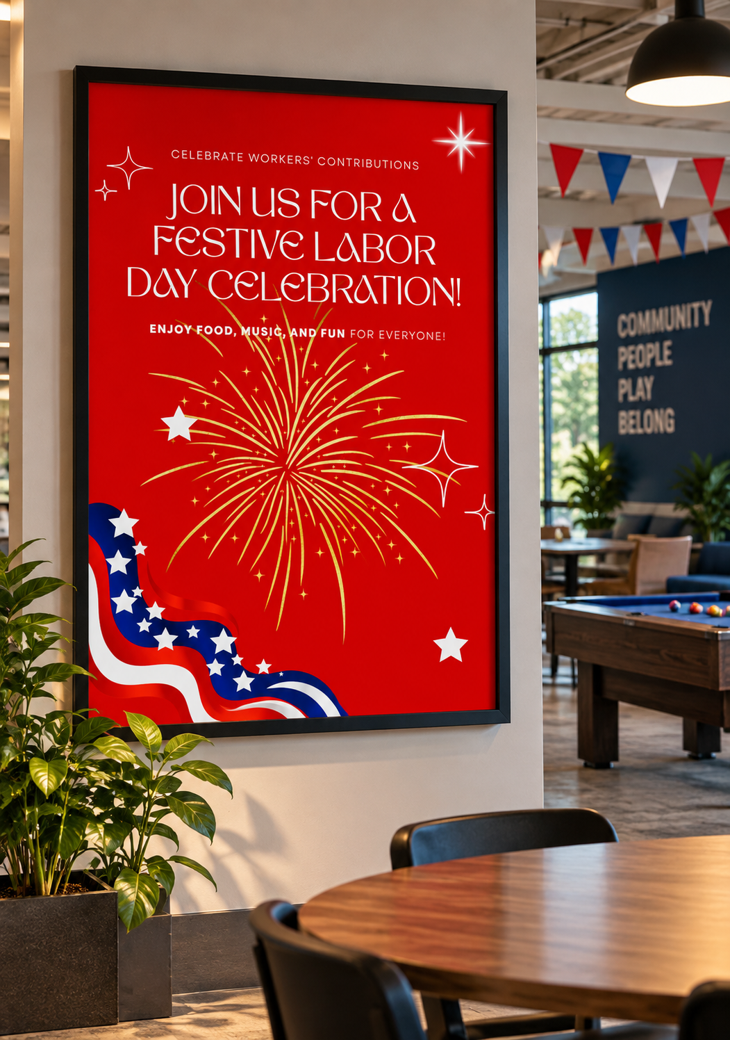 High quality Labor Day poster celebrating American workers with a statement that says Join Us For a Festive Labor Day Celebration!
