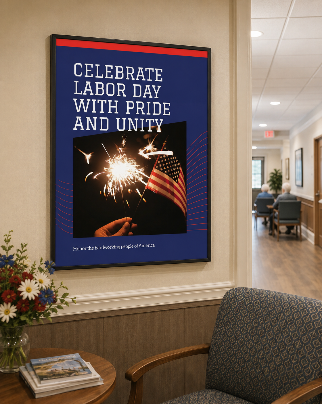 High quality Labor Day printable poster celebrating American workers with a message that says Celebrate Labor Day with Pride and Unity, Honor the Hardworking People of America.