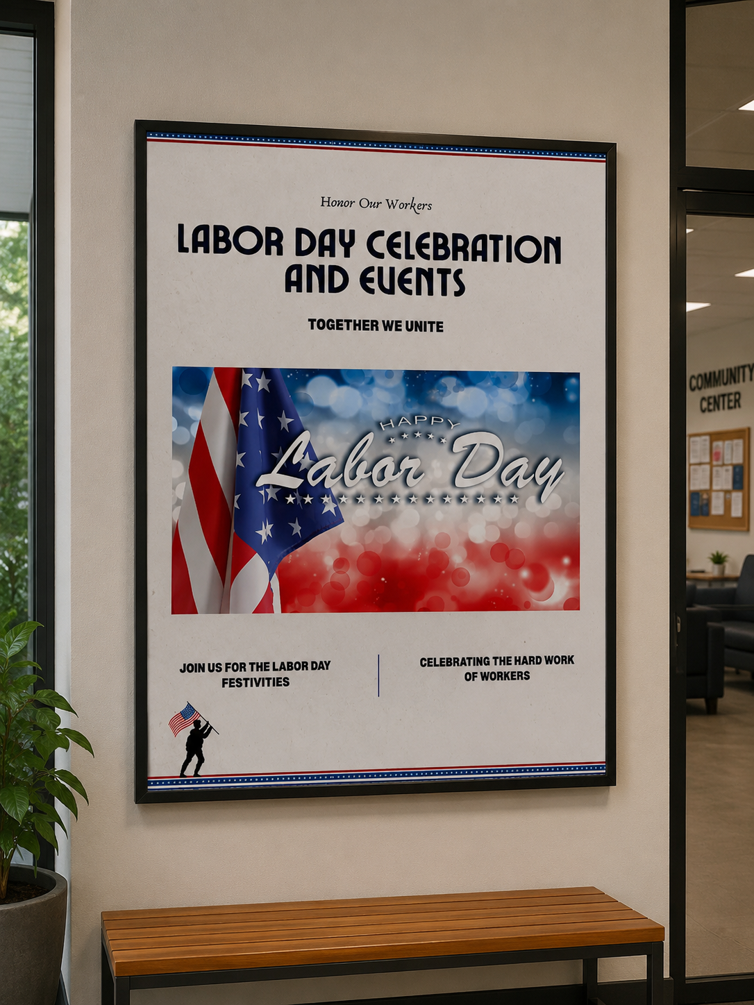 Labor Day printable celebrating American workers poster.