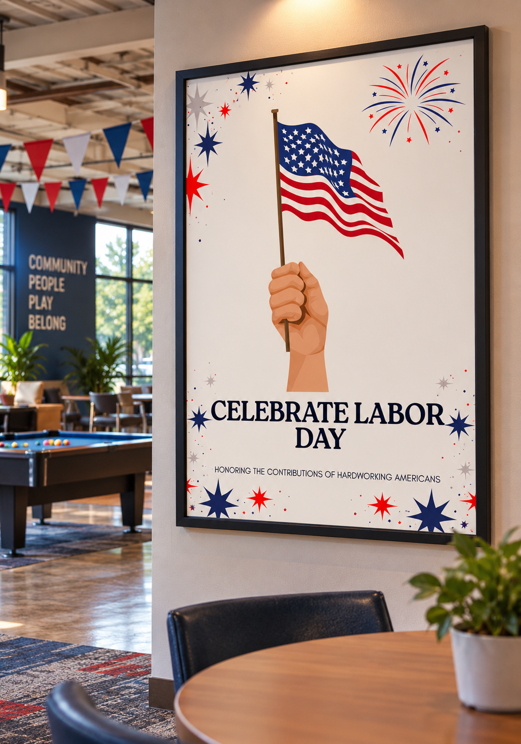 High quality Labor Day printable celebrating American workers. Perfect for events, décor, flyers, and patriotic holiday displays. Instant digital download.