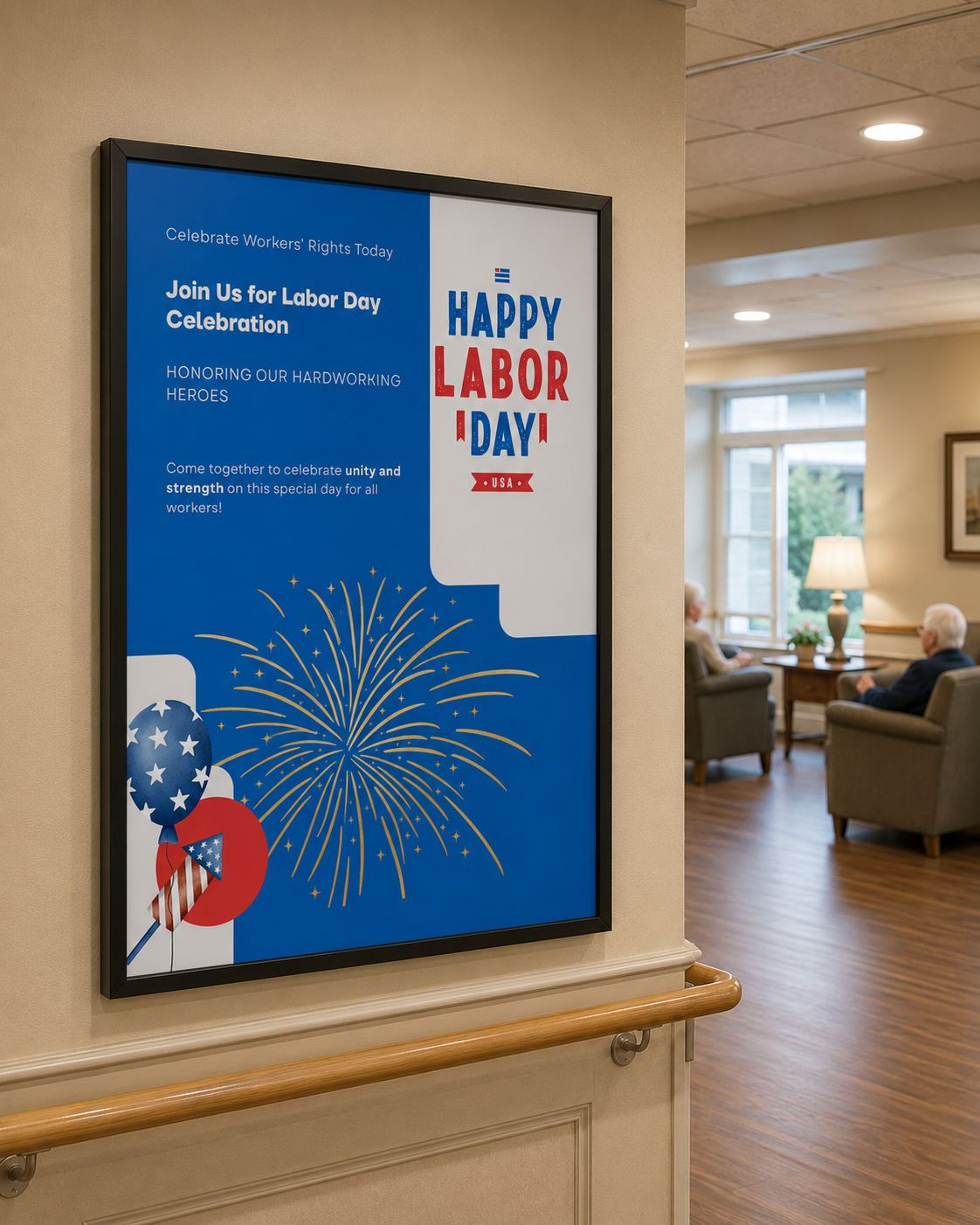 High quality Labor Day printable poster with a message that says Celebrate Workers Rights Today Join Us for Labor Day Celebration HONORING OUR HARDWORKING HEROES Come together to celebrate unity and strength on this special day for all workers!