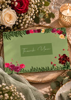 The Soft Meadow Wedding and Event Thank You Card captures the beauty of simplicity and warmth. Featuring gentle botanical elements and an open, airy layout.
